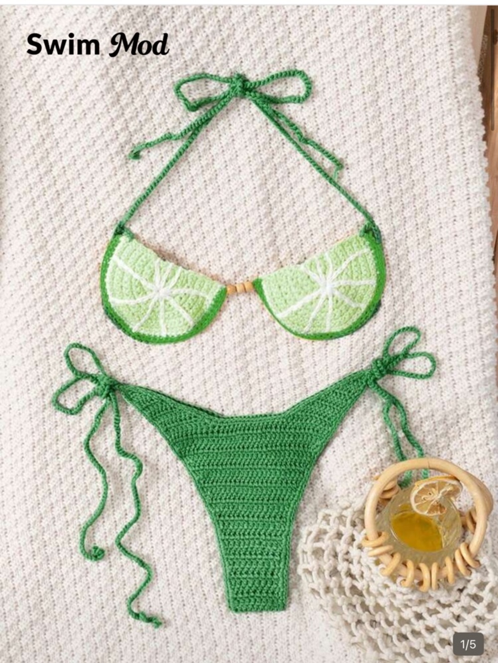 SHEIN Lime Crochet Green Bikini XL/12